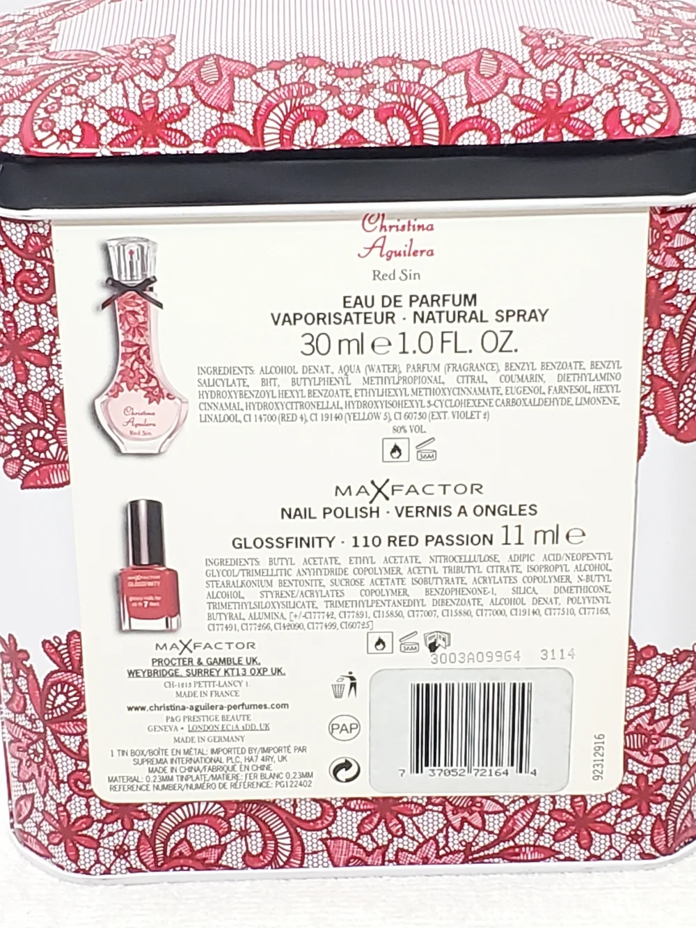 Christina Aguilera RED SIN Perfume Gift Set 1.0 oz 30ml EDP & Max Factor Polish - Picture 5 of 13